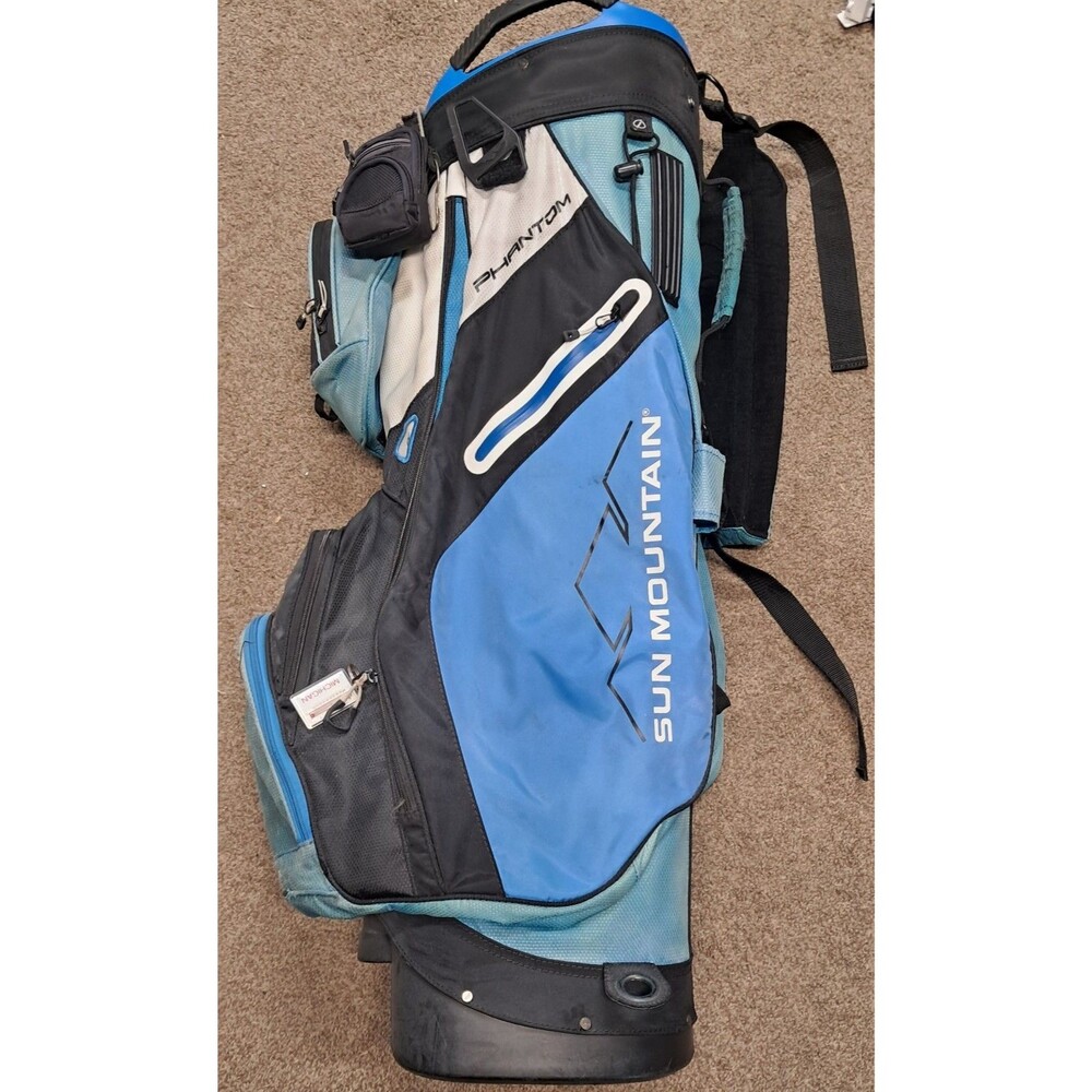 Sun Mountain Phantom Cart Bag 15-Way Divider 7 Pockets Strap Handle Blue